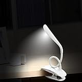 LED Desk Lamp, Clip On LED Reading Light, USB Rechargeable Clamp On Lights with Dimmer for Bed Bedside Office Desk