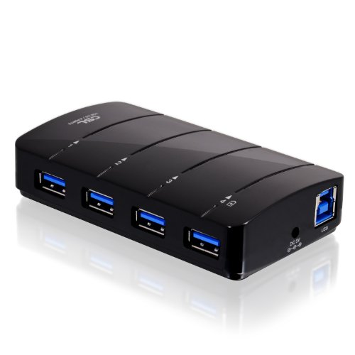 CSL - 4 Port USB 3.0 HUB Aktiv (SuperSpeed) | inkl. Schnelladefunktion (Fast Charging Port) | bis zu 5 GBit/s | aktiv sowie passiv | schwarz