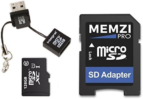 MEMZI PRO 128GB Class 10 80MB/s Micro SDXC Memory Card with SD Adapter and Micro USB Reader for Samsung Galaxy S9, S9+, Note 8, J2 Pro, A8, A8+ Mobile Phones
