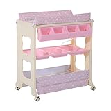 Homcom® Baby Wickeltisch Wickelkommode mit Badewanne Wickelauflage Mobil (Rosa)