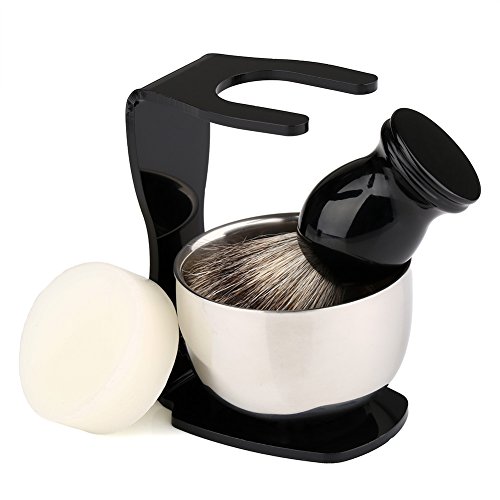 VERY100 Pro Shaving Set Badger Bristle Shaving Brush + Arcylic Brush Houlder Stand + Bowl + Shaving Soap