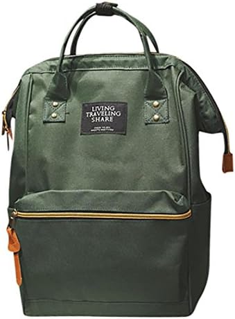 LILICAT Unisex Solid Color Nylon Backpack School Travel Bag Double Shoulder Bag Zipper Bag Slim Backpack for Laptop/Notebook/Computer Double Shoulder Casual Bag Purse (Size:24*19*39cm, Army Green)
