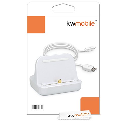 kwmobile Micro USB Dockingstation für Tablets – Ladestation Mikro USB Ladekabel Ladehalterung in Weiß - 7