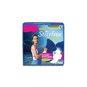 Stayfree Secure Extra Large Cottony Soft Cover Sanitary Pads For Women With Wings, 40 Pads