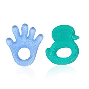 AASA Soft Sensory Silicone Soft Sensory Silicone Molar Teeth Soother for Babies, Chewing Toy for Babies, Multicolor, Set of 2Pcs,Pack of 1