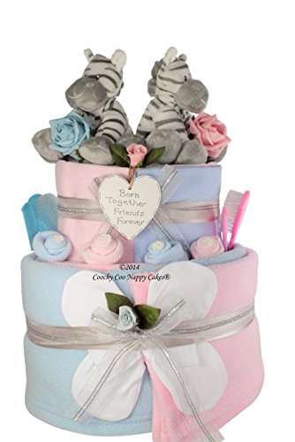 Baby Boy Baby Girl Twins baby gift nappy cake (Blue and Pink) FREE DELIVERY