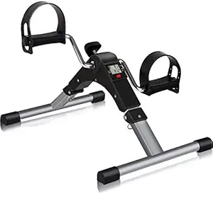 Inditradition Mini Pedal Exercise Sitting Pedal Fitness Bike Cycle with Digital LCD Display of Many Functions - Black/Silver