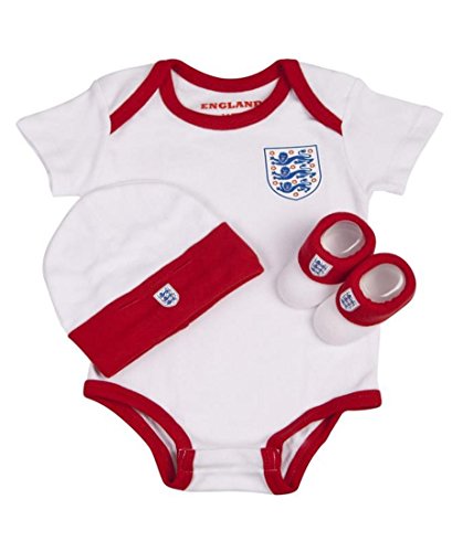 Official England/Euro 2016 Football Baby Gift Set - White - Bodysuit, Booties & Hat (3-6m)