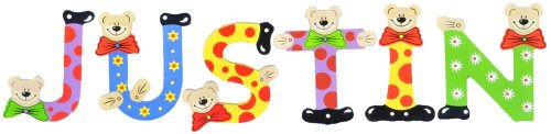 Playshoes Children's Wooden Letter-Name Justin-Assorted Colours