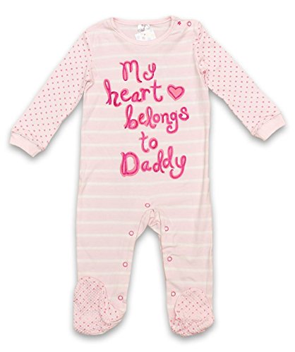 Baby Girls Sleepsuit Baby Grow ALL Inn One Pyjamas My Heart Belongs To Daddy (6-9 months)