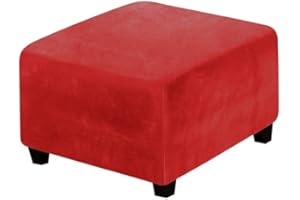 ZZDZW Sitzwürfel Bezug 33-45cm/62-76cm/80-100cm Bezug für Hocker Quadratisch Samt Ottomane Schonbezug Stretch Square Ottoman Covers waschbar Fußhocker ​hocker Husse (Color : Rot, Size : 80-100cm)