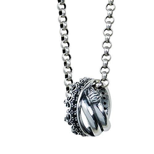Preisvergleich Produktbild XJYA Frauen Herren S925 Silber Krone Anhänger Kette Schlüsselbein Halskette Geschenk