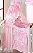 Luxury Baby Canopy Drape / Mosquito Net Only Large 320 cm for Cot Bed - CHECK PINK
