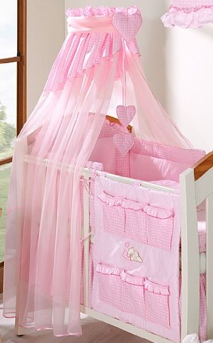 Luxury Baby Canopy Drape / Mosquito Net Only Large 320 cm for Cot Bed - CHECK PINK