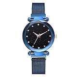 XiYuanShangMao Frauen Dame Starry Sky Analog Strass Legierung Magnet Schnalle Quarz Uhren Student Elegante sportuhr Blau