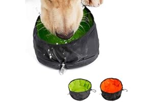 AWOCAN 2PCS Portable Collapsible Dog Travel Bowls with Zipper and Climbing Hook store food and water