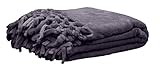 130 X 180 Enjoy Home p021grf130180 Flannel Manta con Flecos poliéster Gris 30 x 55 x cm