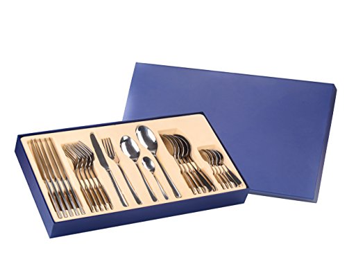 Exzact Premium Caja de Regalo- Conjunto de Cuberteria de Acero Inoxidable con 26 Piezas - 2 Cucharas de Server, 6 Tenedores, 6 Cuchillos, 6 Cucharas, 6 Cucharaditas (EX994 Caja de Regalo x 26)