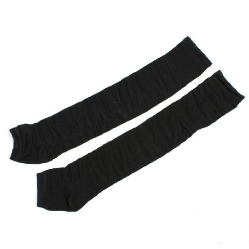 Miki&Co Winter Black Elastic Knitting Wrinkled Leg Warmer Pair for Lady Woman