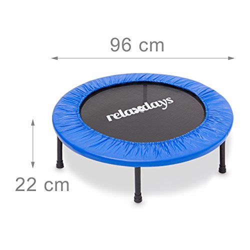 Relaxdays Fitness Trampolin, Durchmesser, Indoortrampolin, belastbar bis 100 kg, Fitness und Ausdauertraining, blau - 3