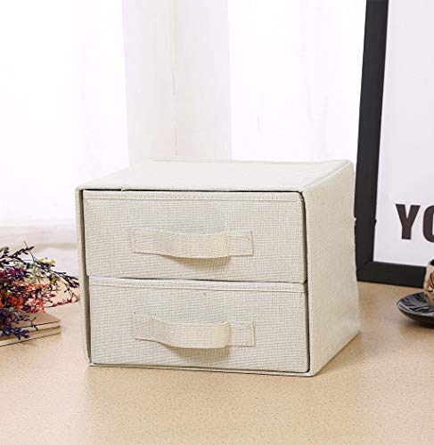 Shangshu Cajón de Dos Niveles Caja de Almacenamiento Caja de Almacenamiento del hogar Sujetador Caja de Almacenamiento de papelería Gabinete de Almacenamiento de Ropa de Cama,White