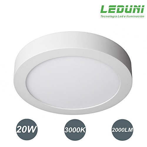 LEDUNI Plafonnier encastré LED circulaire 20 W Lumière chaude