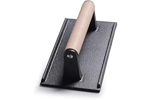 TEMPFOO Bacon Press - Heavy - Duty Cast Iron Grill Press Meat Press Steak Grill Weight Burger Smasher Burger Press with Wood Handle (Black 1)