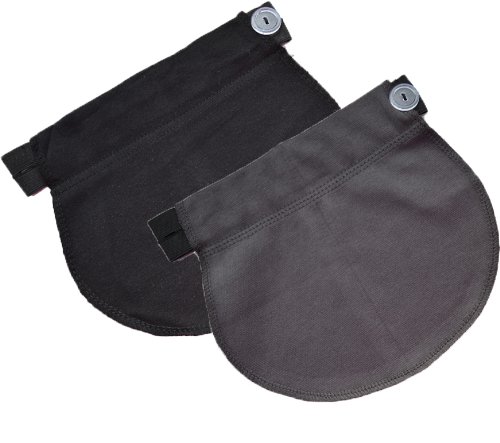 Set of 2: Maternity Pregnancy waistband ADJUSTABLE elastic waist extender (Black + dark grey)