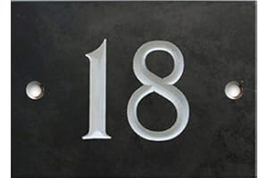 NUMBERS & NAMES BY ATLANTIC HARDWARE Engraved Slate House number sign - 1 to 99 (select your number here) - number 18 (Same Day Dispatch by 1st class Post!!!)