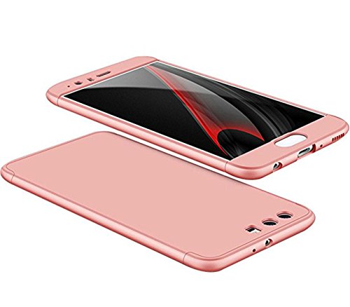 Qissy Carcasa Huawei P10  3 in1 Todo Incluido Anti-Scratch Anti-Huella Dactilar a Prueba de Choque 360 PC Protective Case Cover Skin para Huawei P10 P10 Plus  Huawei P10  Rosa or 