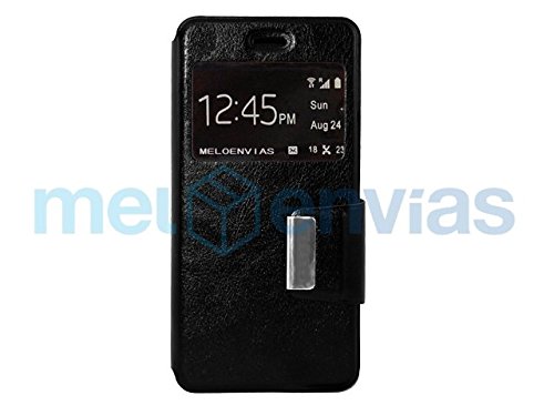 Funda carcasa tipo Libro con funcion soporte para DOOGEE X5   X5 PRO   X5S Cuero cierre de iman con ventana S-View Color NEGRO