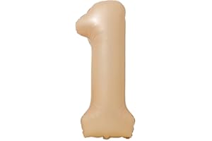 VTHOVIWA Luftballon Zahl 1 Karamellfarbe Zahlenballon Luftballon 1 Geburtstag, Nummer Ballon Zahl 1 Folienballon Party Deko - 101cm - Helium Unterstützen