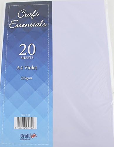Craft UK Coloured A4 Card 20 Sheets 225 GSM (Violet)