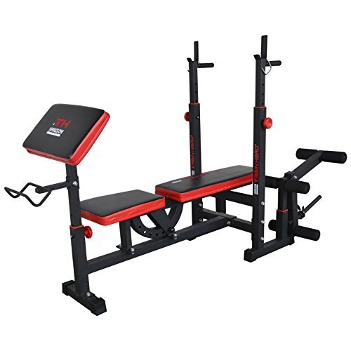 Hansson Sports TrainHard Kraftstation Fitnesscenter Hantelbank mit vielseitigen Trainingsmöglichkeiten, Schwarz/Rot, - 3