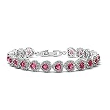 Daesar Vergoldet Armband Damen Bettelarmband für Damen Rot Armband Zirkonia Tennisarmband für Damen Länge:17CM