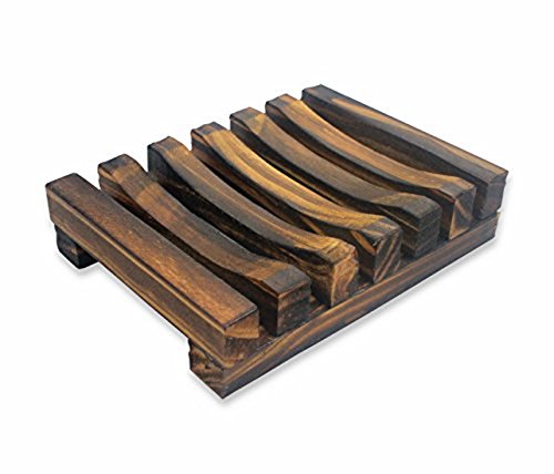 Dunkelbraun-Hawaii-Art Waschbecken Deck Seifenhalter Seifenschale aus Holz Rechteckige Hand Craft Naturseifenhalter - 2