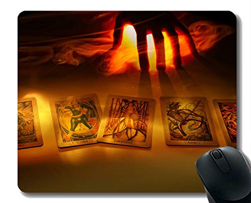 Preisvergleich Produktbild Naturkautschuk-Mausunterlage, Tarot-Kartenhandkartenkunstdunkle Kunst-Mausunterlage genähte Grenze