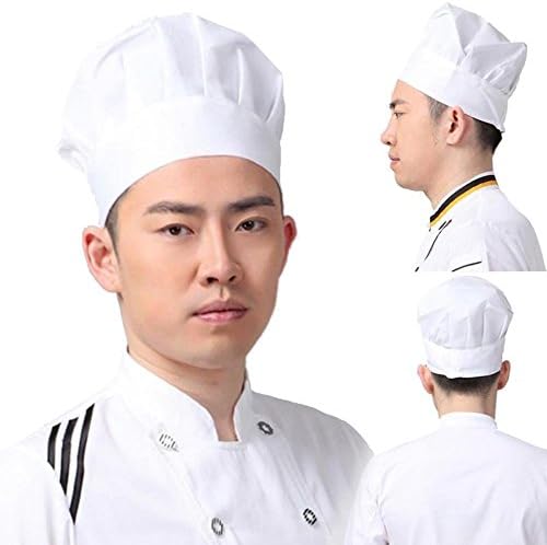 Rcdxing 1 pc Kitchen Ware White Cotton Ruffled Adjustable Chat Chef Work Hat-white