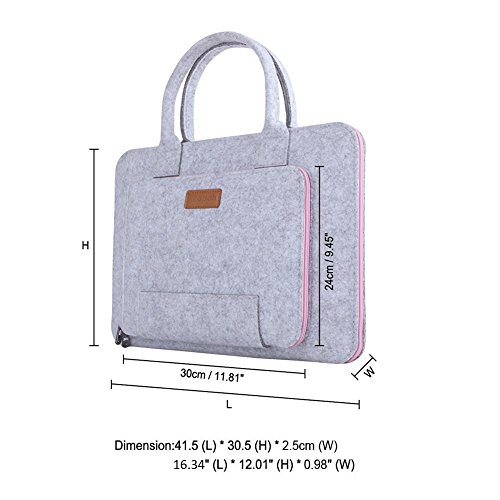 Ropch 15 6 Zoll Filz Sleeve H  lle Laptop Tasche f  r 15 - 15 6 Zoll Acer   Asus   Dell   HP   Lenovo - Grau   Rosa