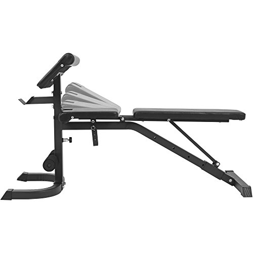 Gorilla Sports Hantelbank mit separater Ablage – klappbare negativ Trainingsbank mit verstellbarem Curlpult und Langhantelablage - 3