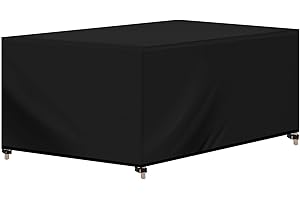 WOLTU Pokrowiec na meble ogrodowe Oxford 420D, pokrowiec na zewnątrz ze sznurkiem, wodoodporny, wiatroszczelny, anty-UV, pokrowiec na stół i krzesła zewnętrzne, 250 x 210 x 90 cm czarny