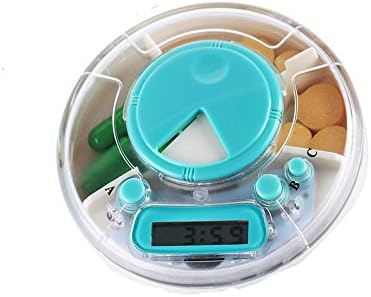 DAOUZHOU Portable 3 Compartments Alarm Clock Pill Dispenser Alarm Clock Pill Dispenser Pill Box Electronic Medication Reminder
