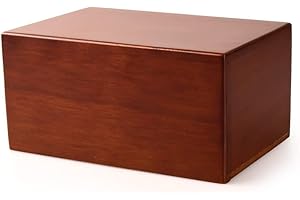 MAKEY'S Cremation Urns for Ashes, Pet Memorial Funeral Urns Box,Wooden Decorative Urn for Dog Cat,Cremation Keepsake Burial Ash Box - M (7.5 x 5 x 3.75'')