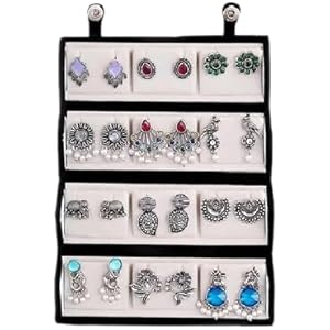 FUBS Oxidized Designer Stud Earrings Set of 12 with Folding Jewelry Box | Traditional & Modern Earring Set for Women & Girls (LOVE-NOTE)