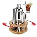 Produktbild Lolypot 10-Teiliges Edelstahl Cocktailshaker Cocktail Shaker Set mit 360 Grad Drehbarer Bambus Basis, Rotierenden Cocktail Set Cocktail Mixer Bar Kit, 550ml Cocktailshaker