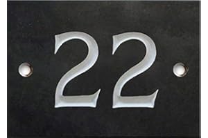 NUMBERS & NAMES BY ATLANTIC HARDWARE Engraved Slate House number sign - 1 to 99 (select your number here) - number 22 (Same Day Dispatch by 1st class Post!!!)