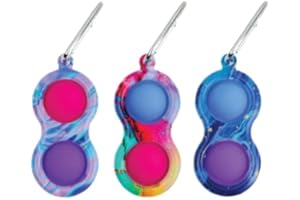 SafeHaven Stress - Relief Fidget Toy Keychain | Multi-Pack of 3 Vibrant Tie-Dye Mini Popit Keyring|Exclusively Designed Small Pop it Key Chain for Kids (Style A)