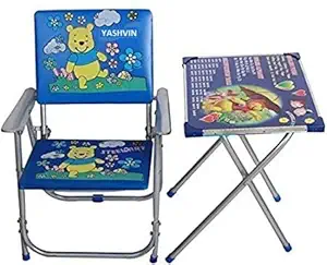 YASHVIN Kids Study Table with Chair Set ABCD,1234,? ? ? Pattern Printed Foldable Study Table and Chair Set for Kids Boy and Girl (Age Recomendation 2 to 6 Year Old) (Design May Vary) || FBH64