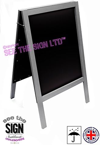 Large Heavy Duty Grey Waterproof A Frame Sandwich Board Sign Menu Chalkboard 1000MM X 610MM Double Facing On Street Advertising