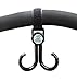 Pram hooks-Black buggy hooks by Cosy Angel-Pack of 2 with 2 double multi purpose stroller hooks for hanging nappy bags, handbags, groceries-Swivels 360 degrees with Velcro straps to fit any pushchair